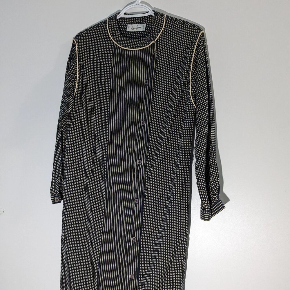 Edie Johne Long Sleeve Dress Navy Beige VINTAGE